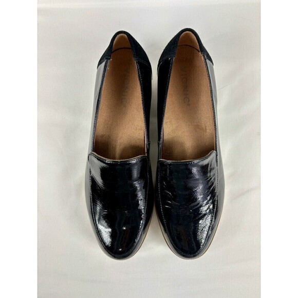 Vionic Kensley Loafers Black Patent Leather 8.5 Arch Support White Lug Sole - Picture 10 of 10